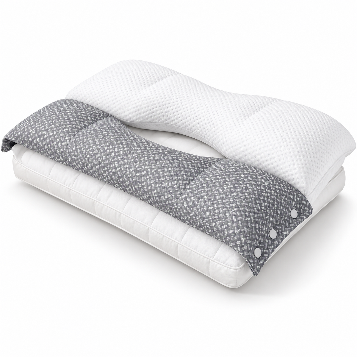 Adjustable Cervical Neck Support Pillow – Ergonomic 3-in-1 Sleeping Pillow with Detachable Neck Cushion