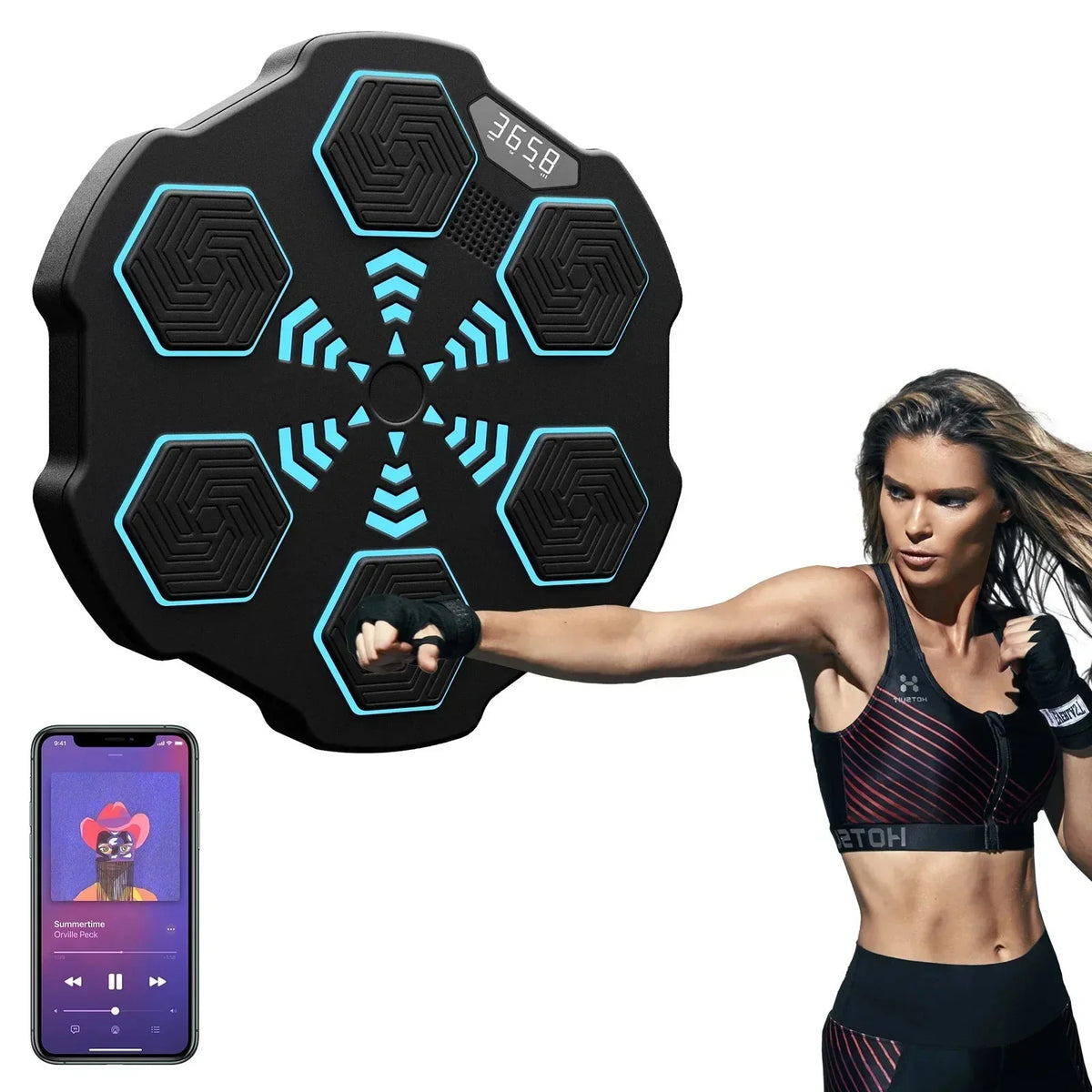 RhythmStrike: LED Music Boxing Machine with Gloves
