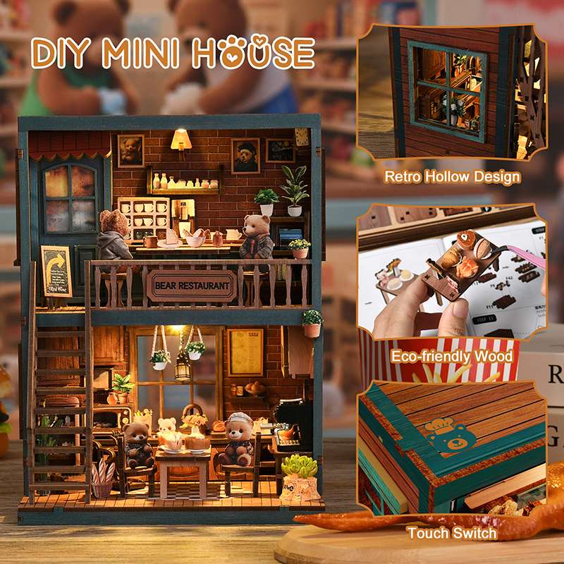Bear Bistro Time DIY Miniature House Kit