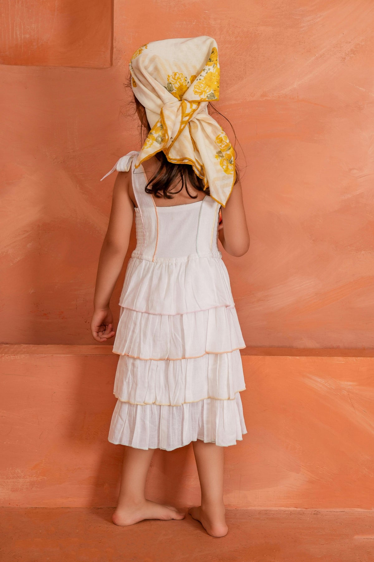 Genelia Layered Dress White — Cotton Girls Dress | Infant to Tween 0-13 Years