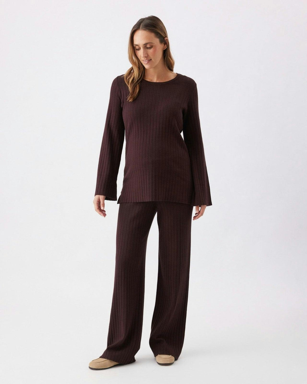 Dallas Rib Knit Pant Cocoa