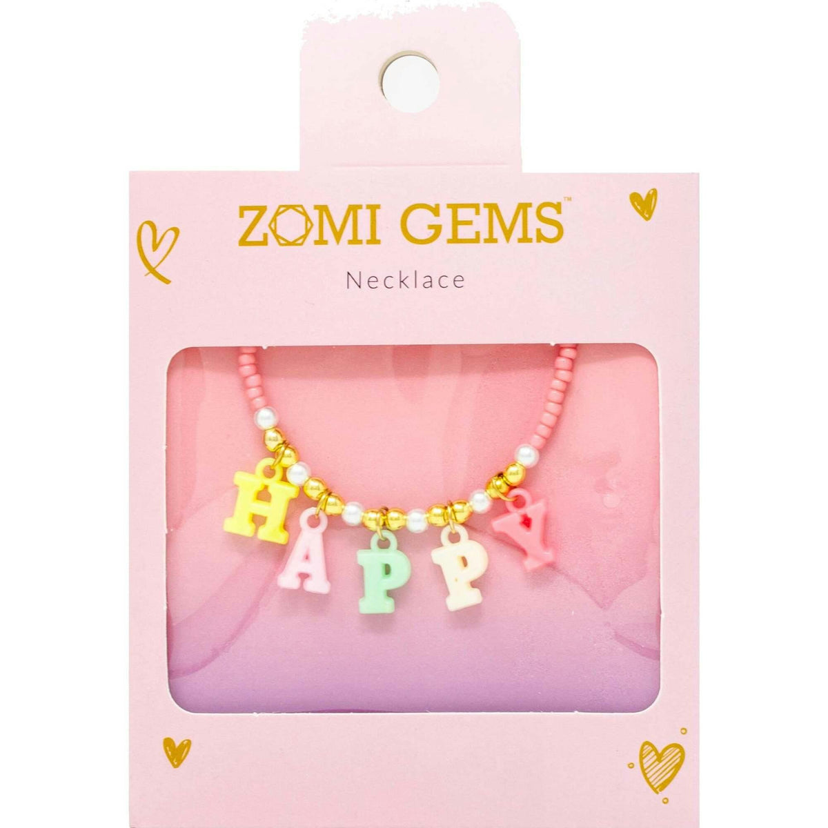 "Happy" Pink Bead Necklace