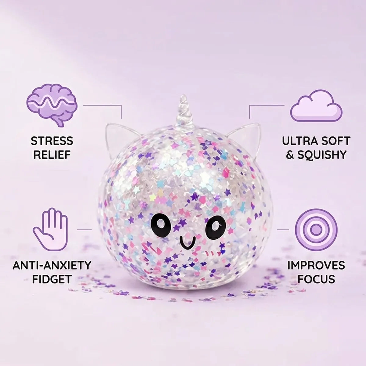 Stardust White Unicorn Sparkle Dumpling Squishy