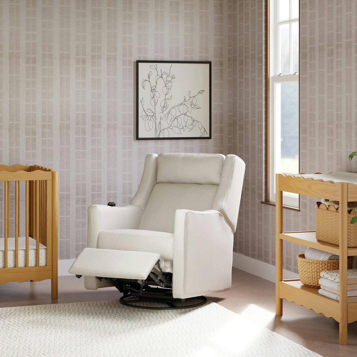 Babyletto Kiwi Deluxe Power Recliner and Swivel Glider with Heat and Massage