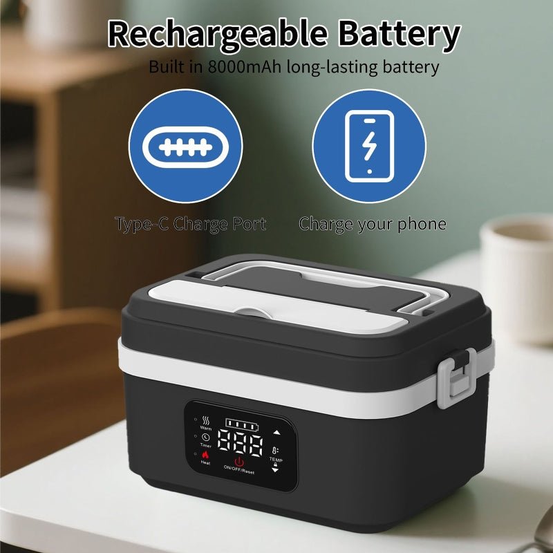 WORKWARM Self-Heating Lunch Box – Cordless 16000mAh Electric Food Warmer