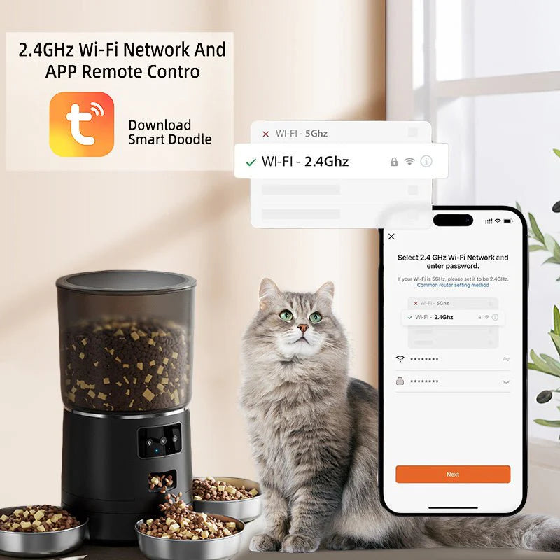 HEYBO Automatic Cat Feeder Smart App-Controlled Pet Feeder with 3 Bowls