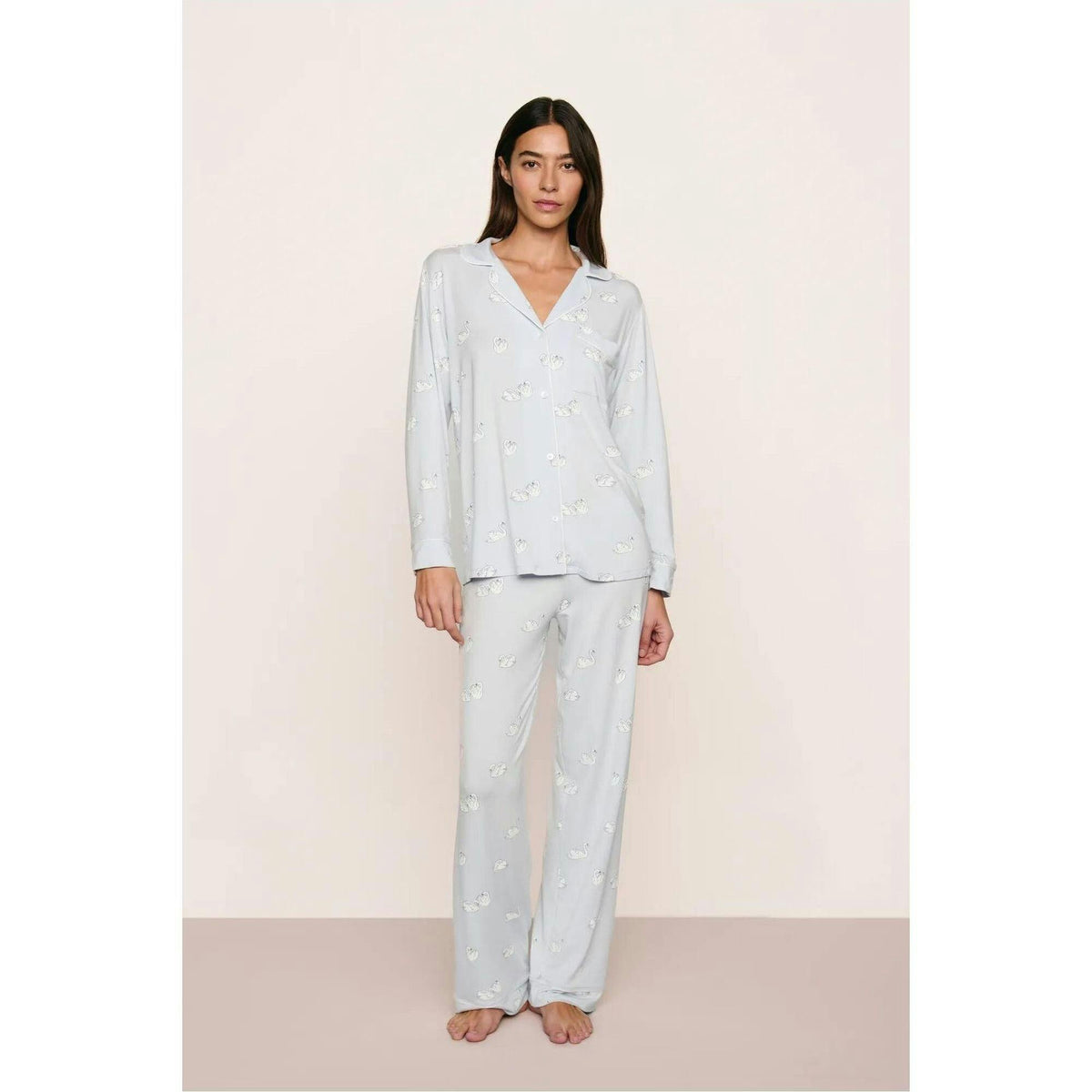 Gisele Printed TENCEL™ Modal Long PJ Set, Blue