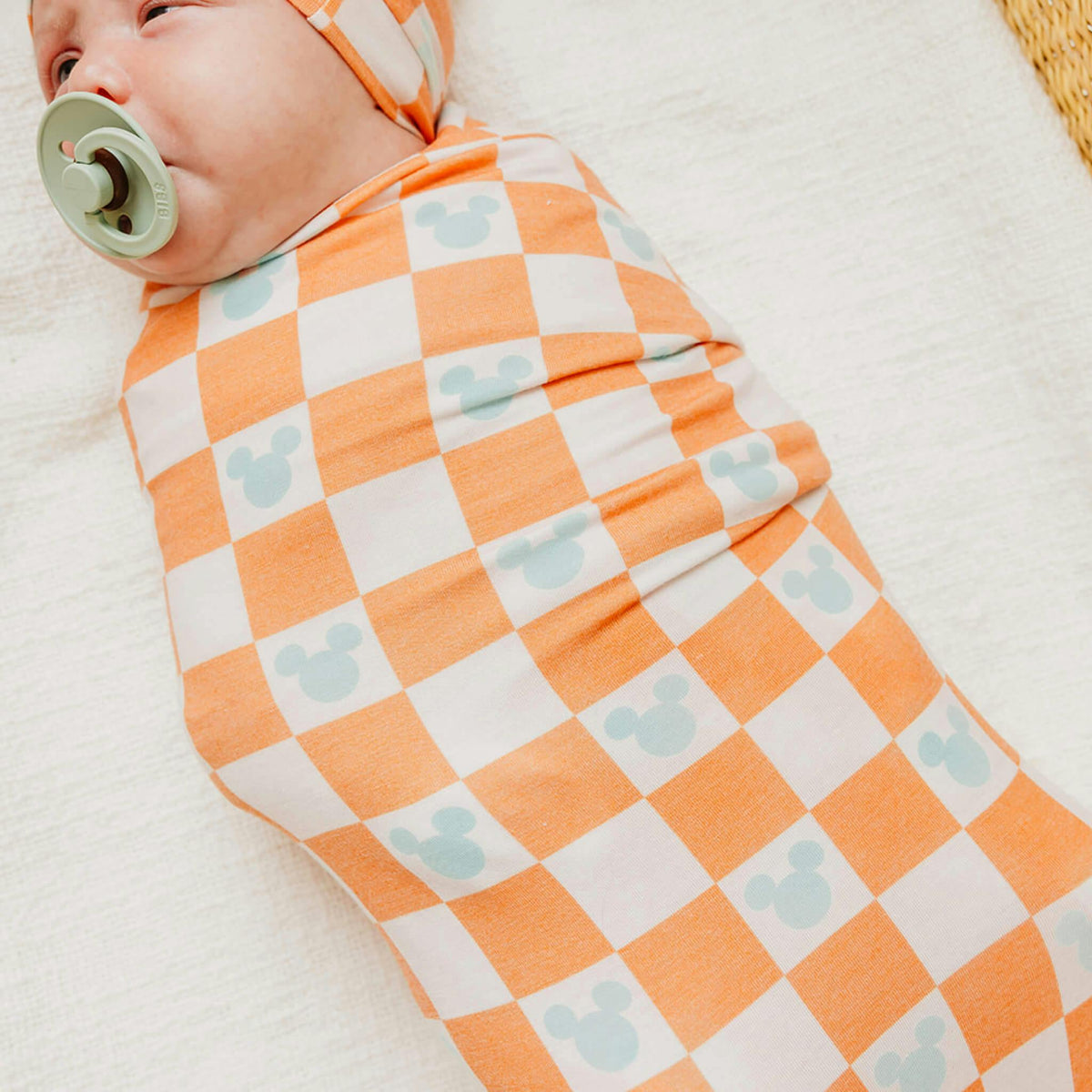 Knit Swaddle Blanket - Mickey Mouse Check