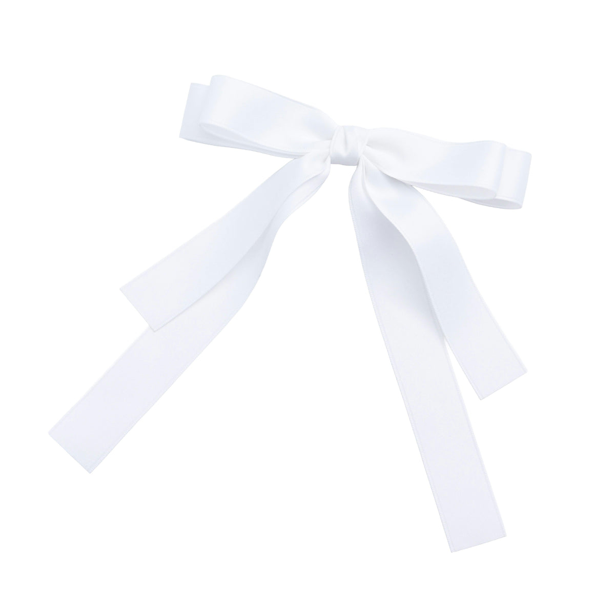 Graceful White Satin Long-Streamer Hair Clip