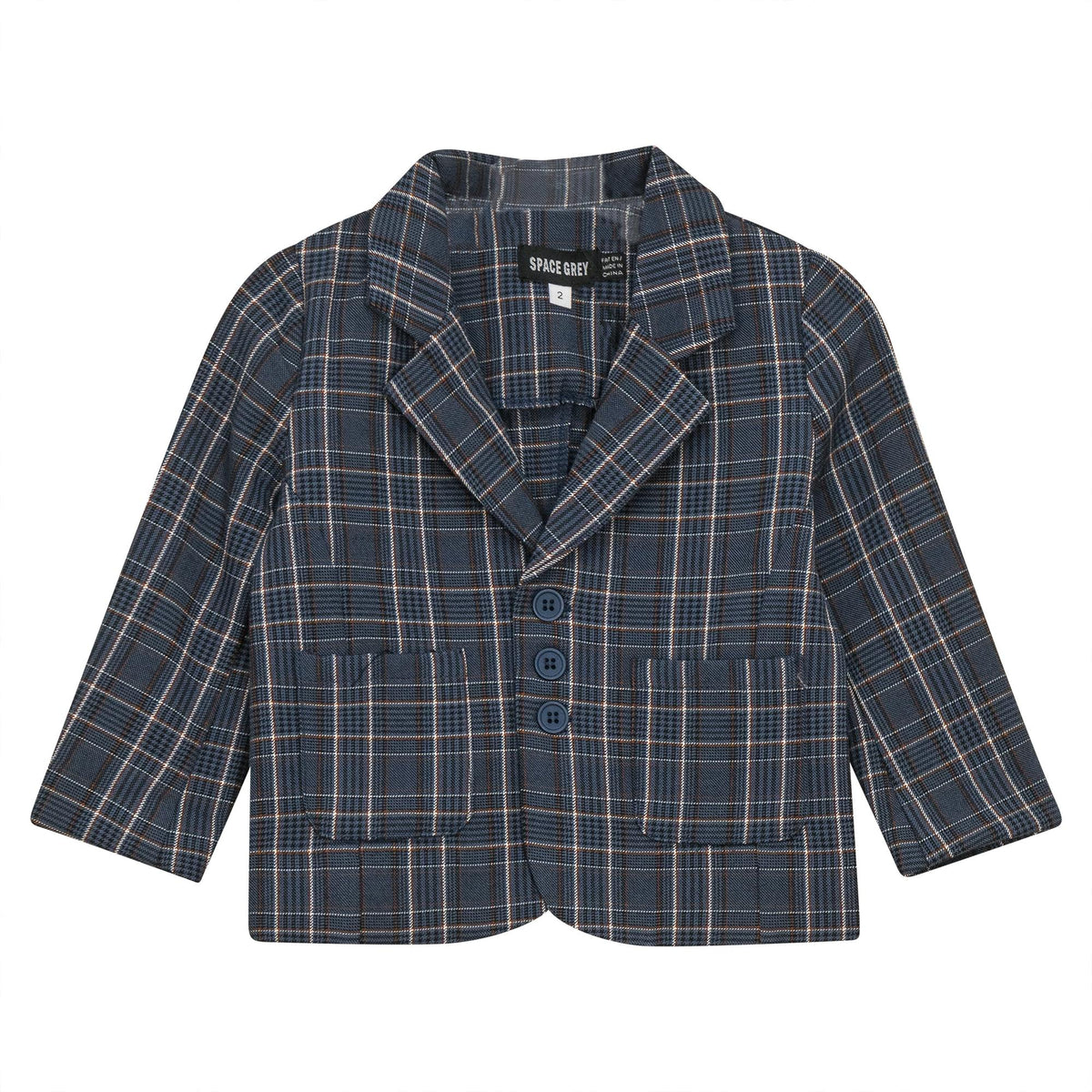 Woven Button Front Plaid Blazer