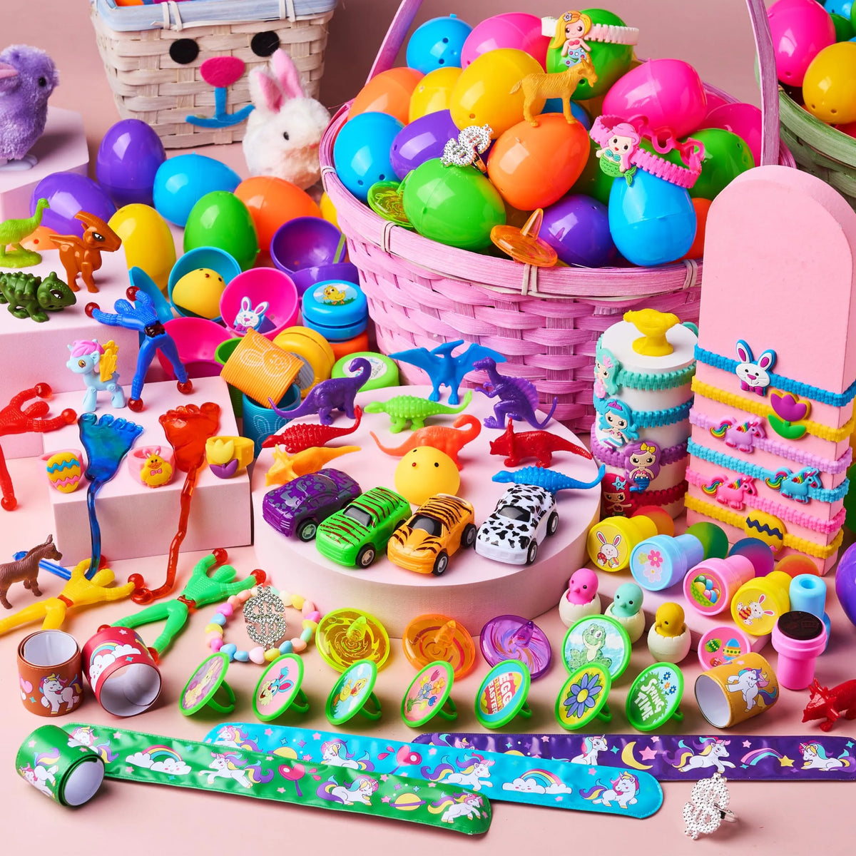 100Pcs 2.5in Toys and Stickers Prefilled Easter Eggs