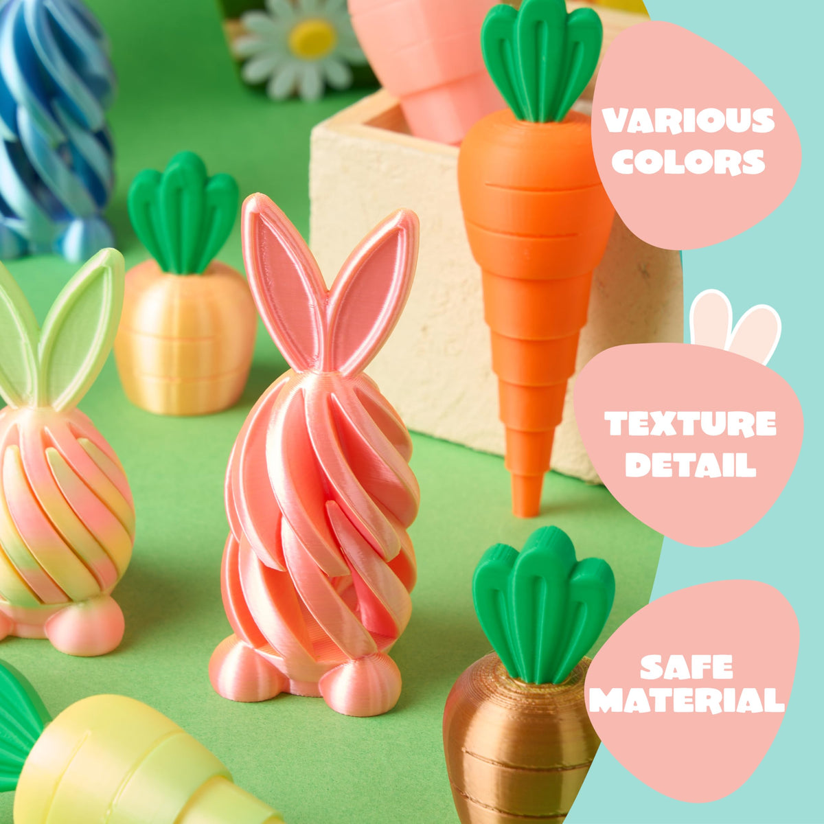 12 Pcs 3D Printed Easter Fidget Toys for Party & Classroom