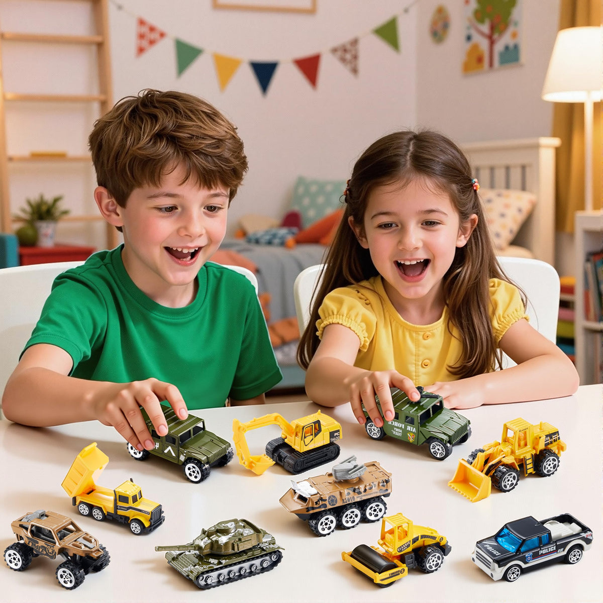 12Pcs Easter Eggs Prefilled with Die-cast Vehicles For Kids Easter Hunt Party Favors