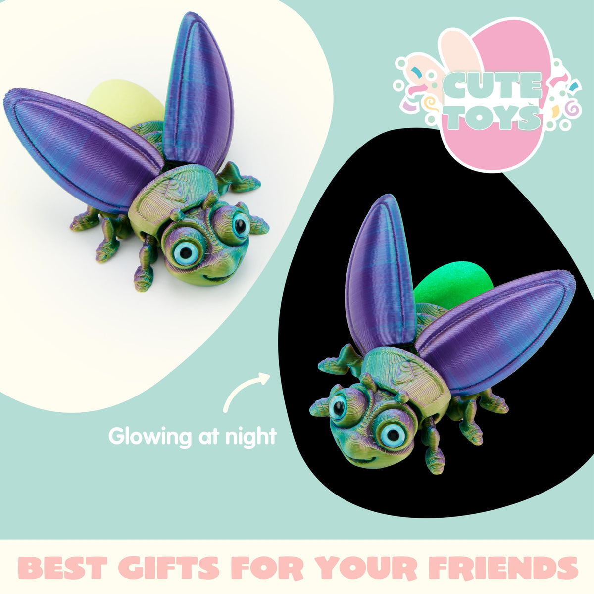 12 Pcs Prefilled Easter Eggs with 3D Printed Insects Toys
