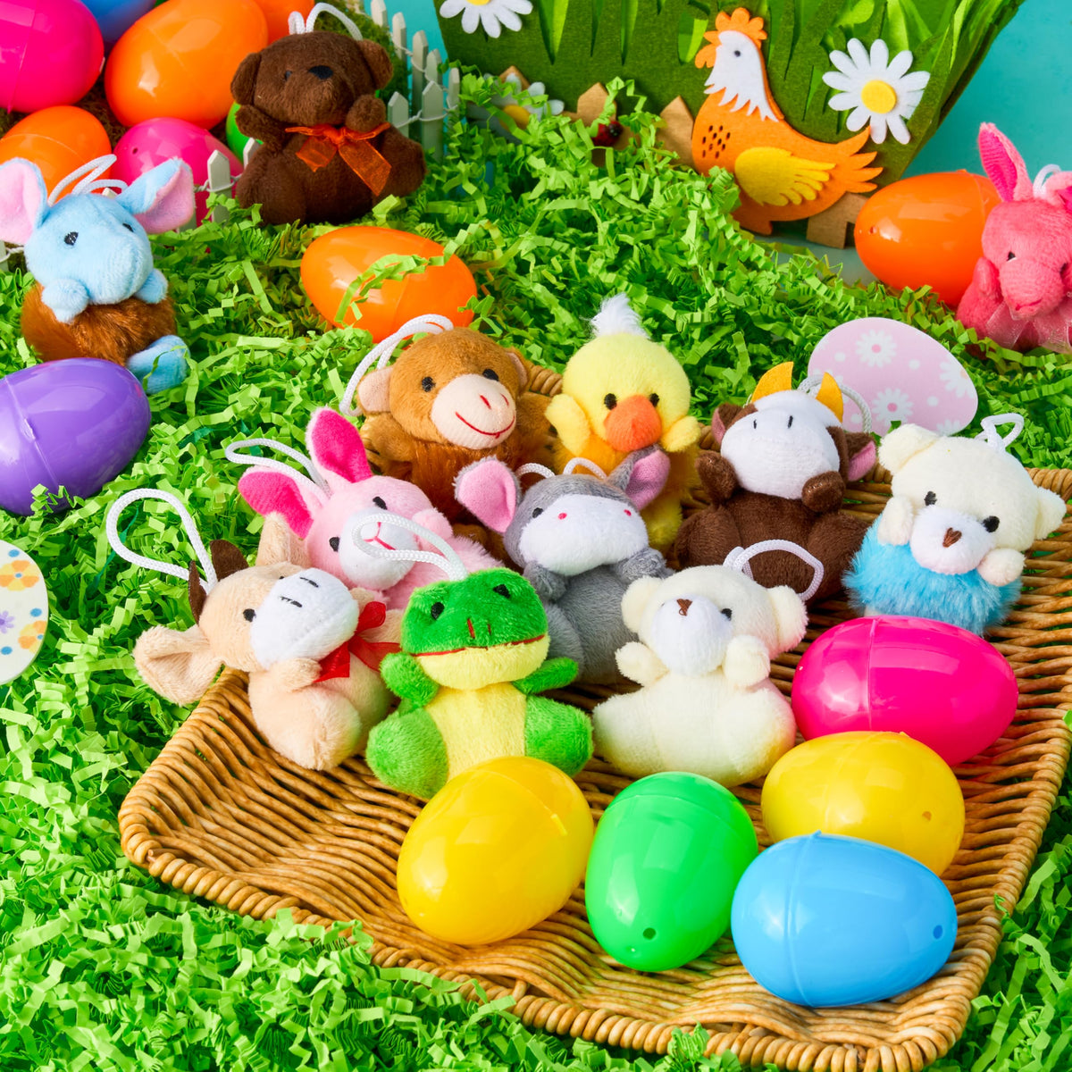 12 Pcs Prefilled Easter Eggs with Plush Toys for Egg Hunt, Party Favors & Classroom Prizes