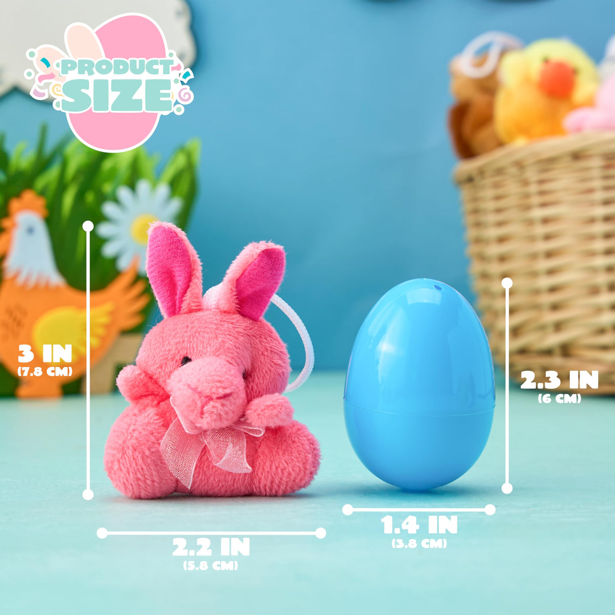 12 Pcs Prefilled Easter Eggs with Plush Toys for Egg Hunt, Party Favors & Classroom Prizes