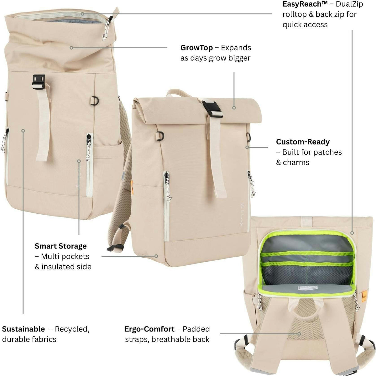 Ari Rolltop Backpack Set | Chest Strap