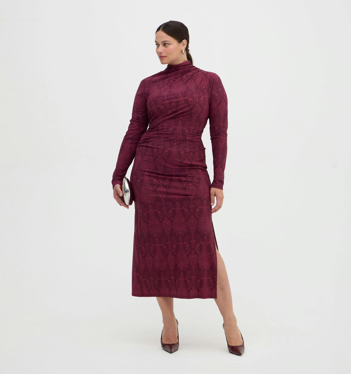 The Rizzo Dress - Plum Damask