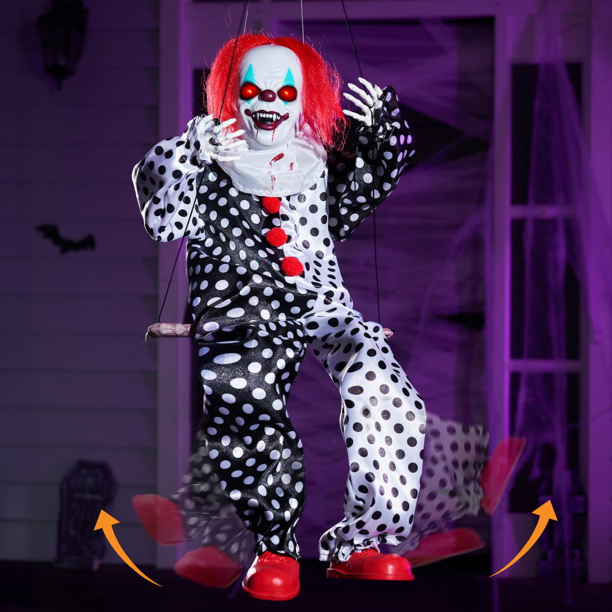 Halloween Hanging Swinging Animatronic Clown