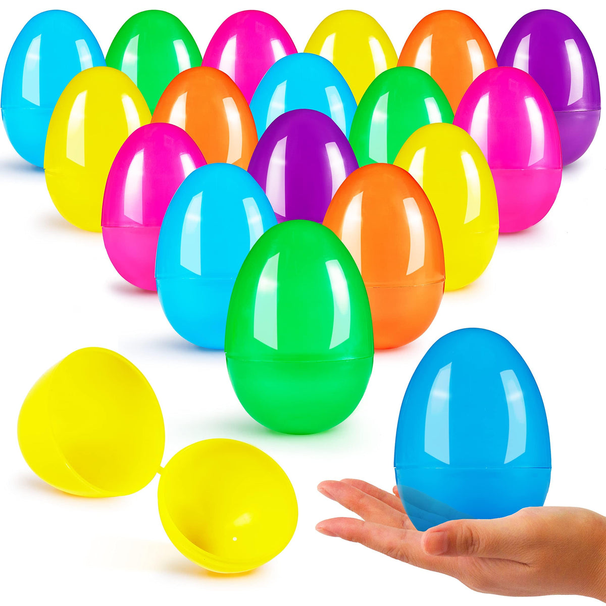1000PCS Fillable Plastic Eggs Empty Colorful Bright Eggshells 3.15"