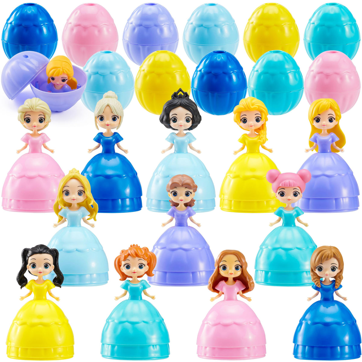 12 Pcs Filled Easter Egg with Princesses Doll for Easter Eggs Hunt