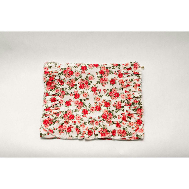 Crimson Rose Timeless Floral Ruffle Zipper Pouch