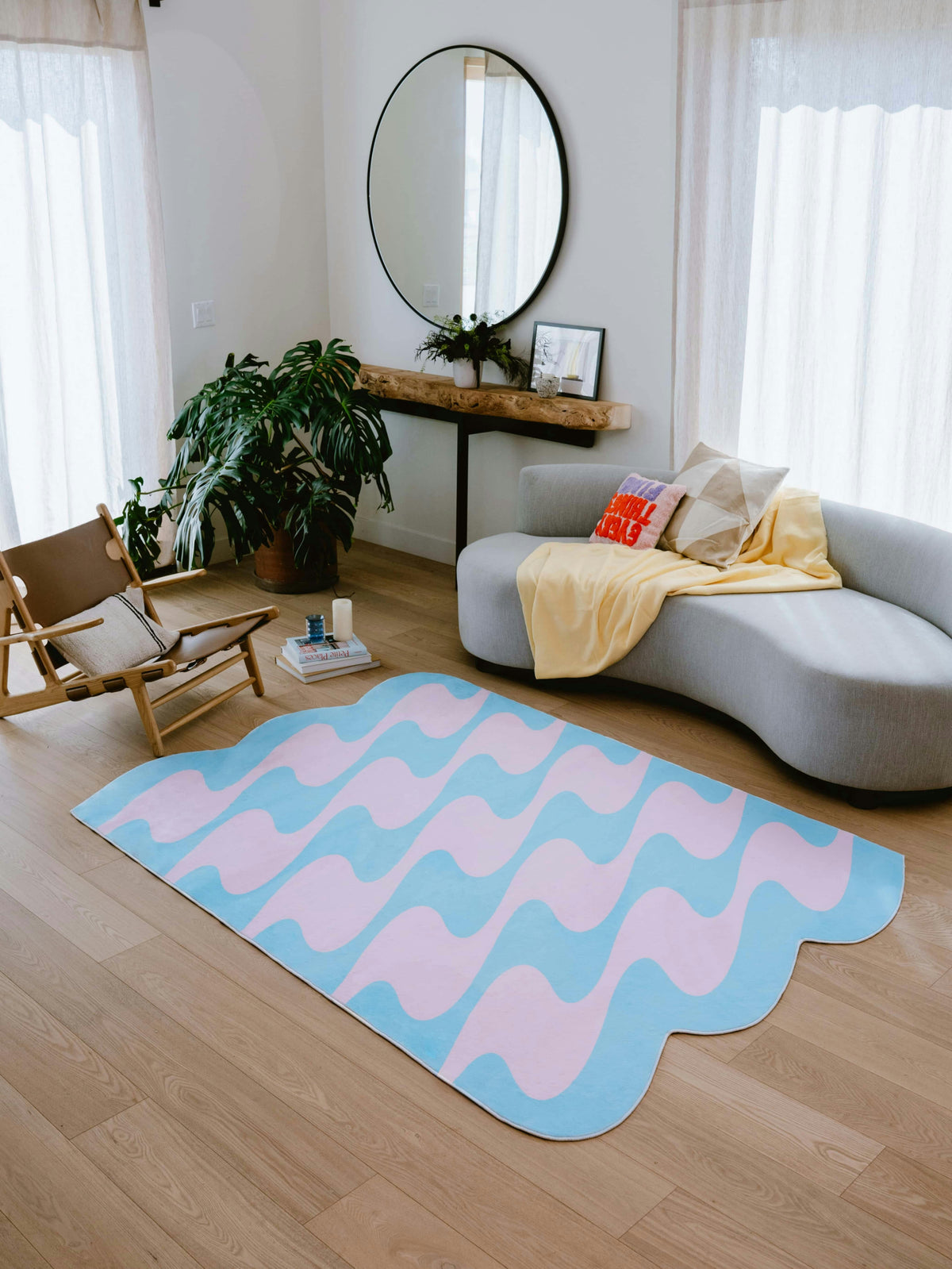 Pastel Irregular Shaped Wavy Rug by Johann Banta