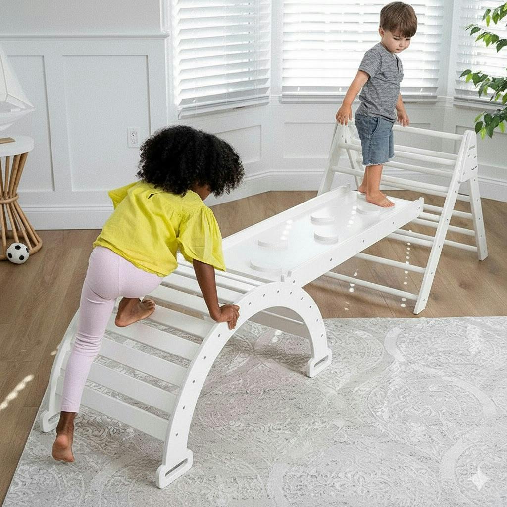 Hazel | Foldable Pikler Triangle Set with Slide, Ramp and Rocker