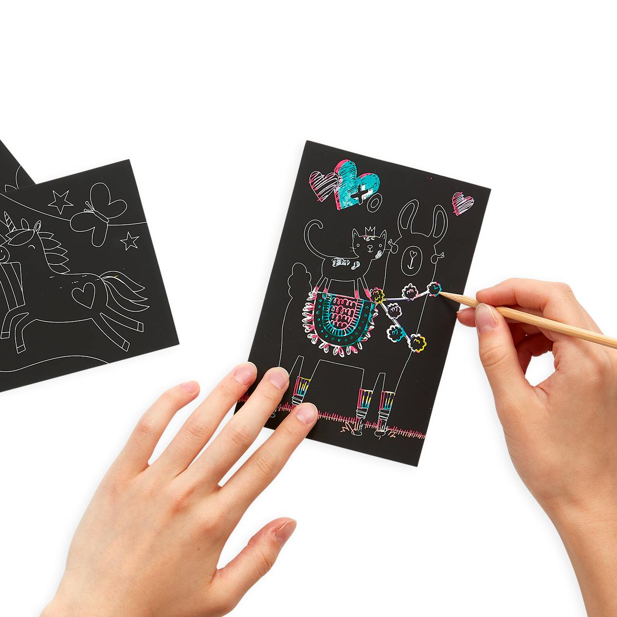 Scratch and Scribble Mini Scratch Art Kit - Funtastic Friends - 6 Cards