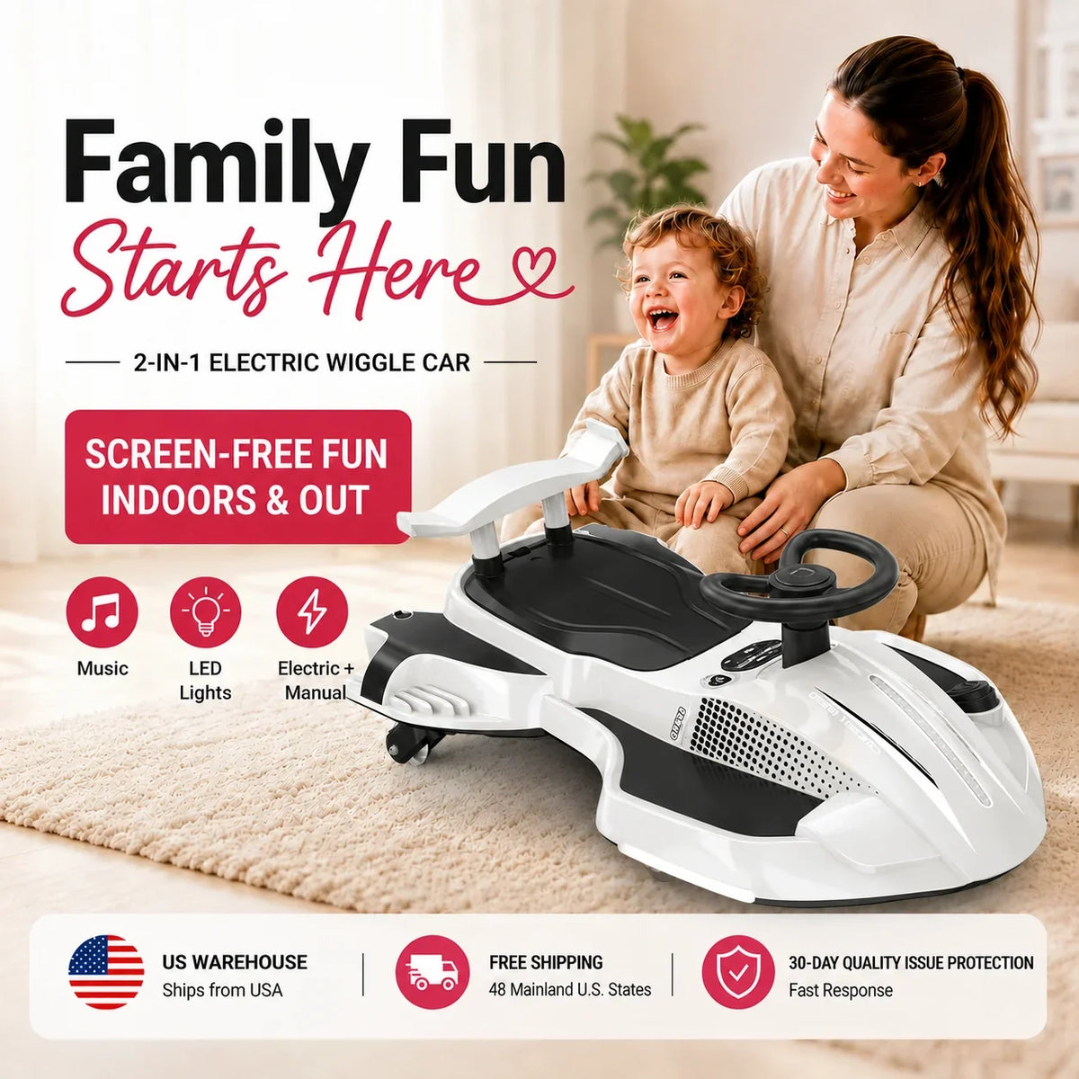2-in-1 Electric Wiggle Car with Pedal