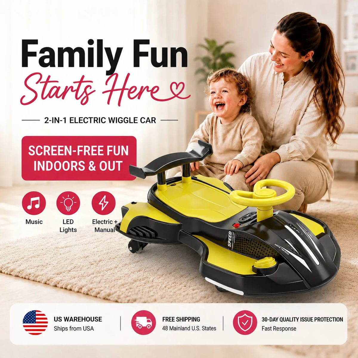2-in-1 Electric Wiggle Car with Pedal