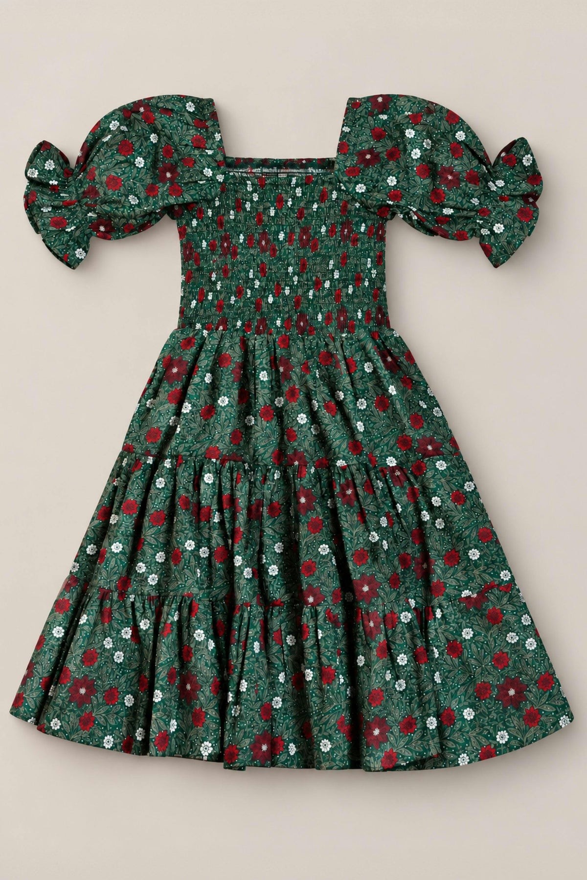 Mini Madeline Maxi Dress in Evergreen Merry Ditsy