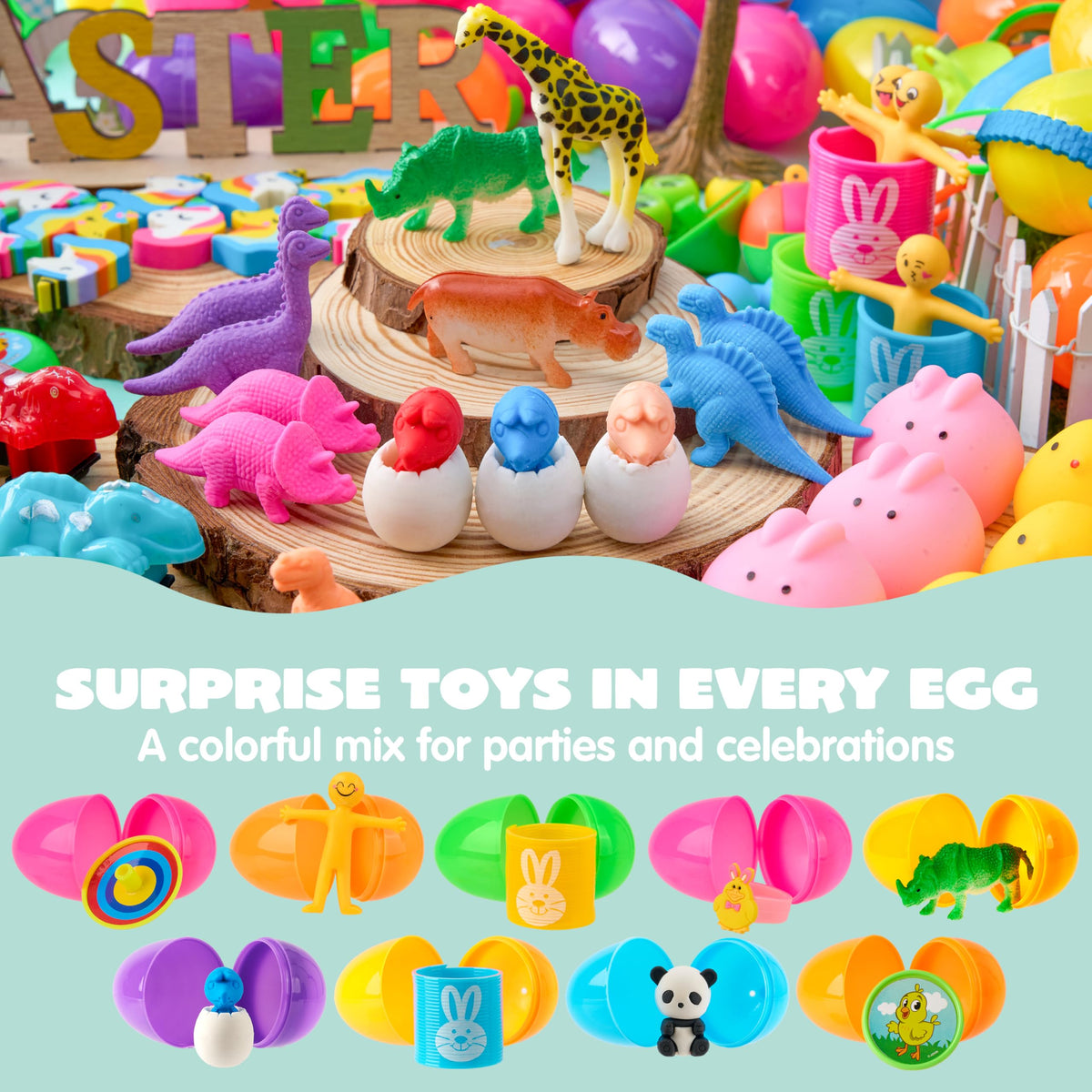 200 PCS Prefilled Easter Eggs with Toys for Easter Hunt & Party Favors