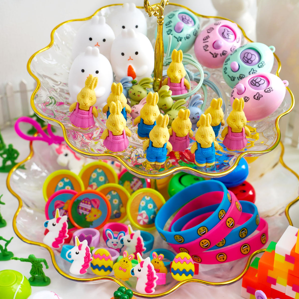 200 Pcs Prefilled Easter Eggs with Toys & Stickers, Easter Party Favors for Kids