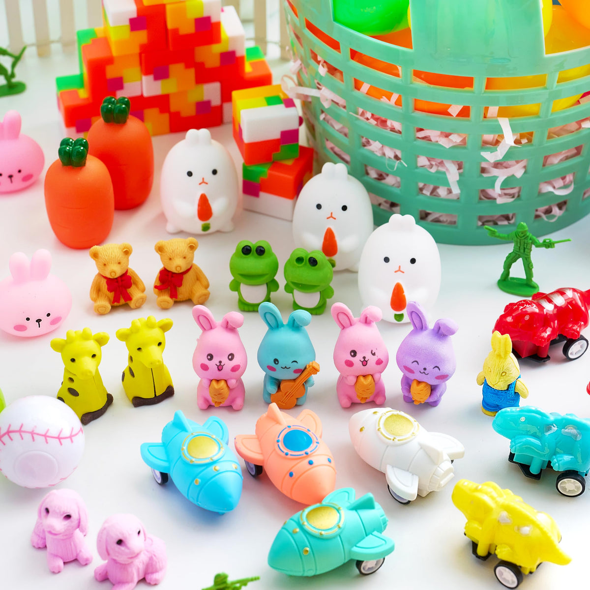 200 Pcs Prefilled Easter Eggs with Toys & Stickers, Easter Party Favors for Kids