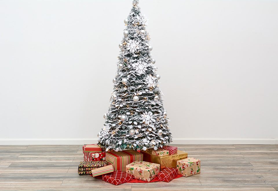 Pop-Up 6 Ft. White Flocked Christmas Tree