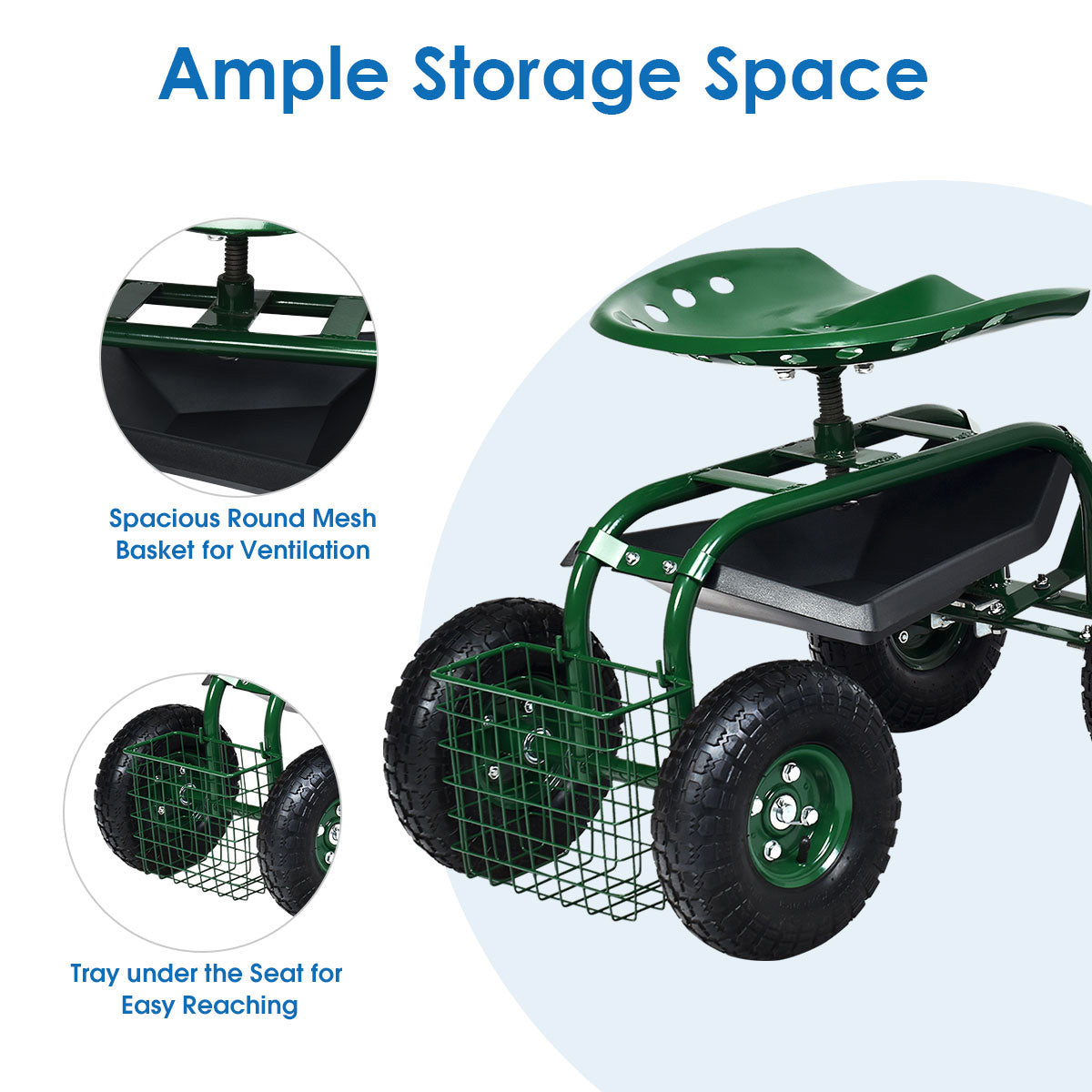 Heavy Duty Rolling Garden Seat