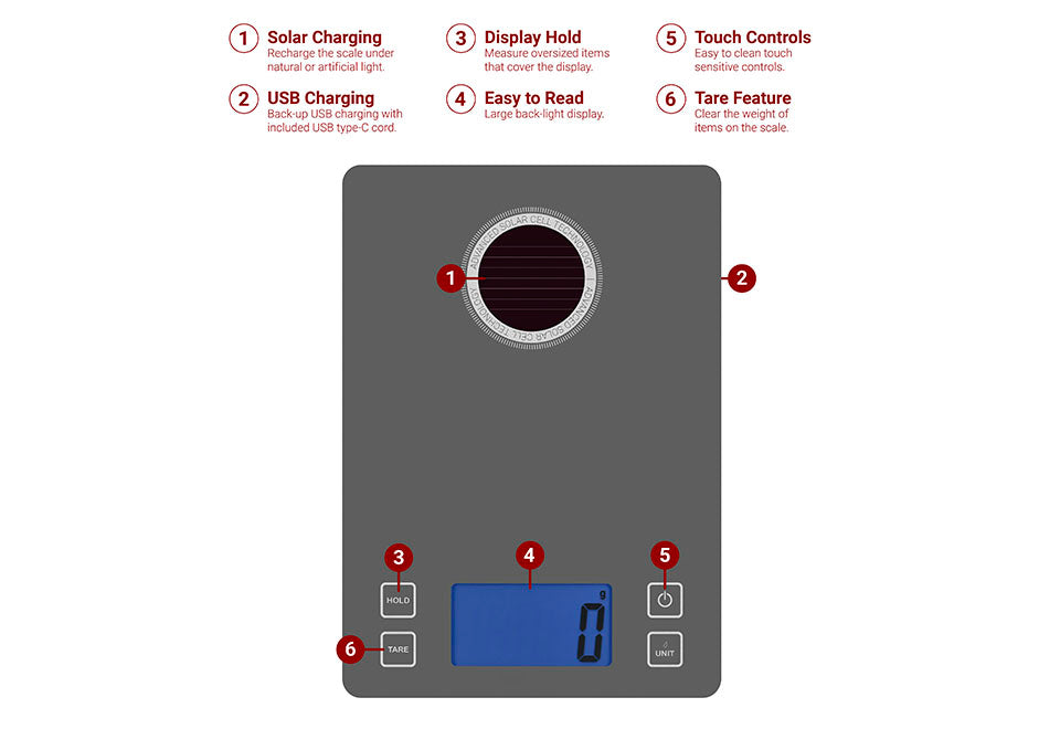 Light Powered Kitchen Scale