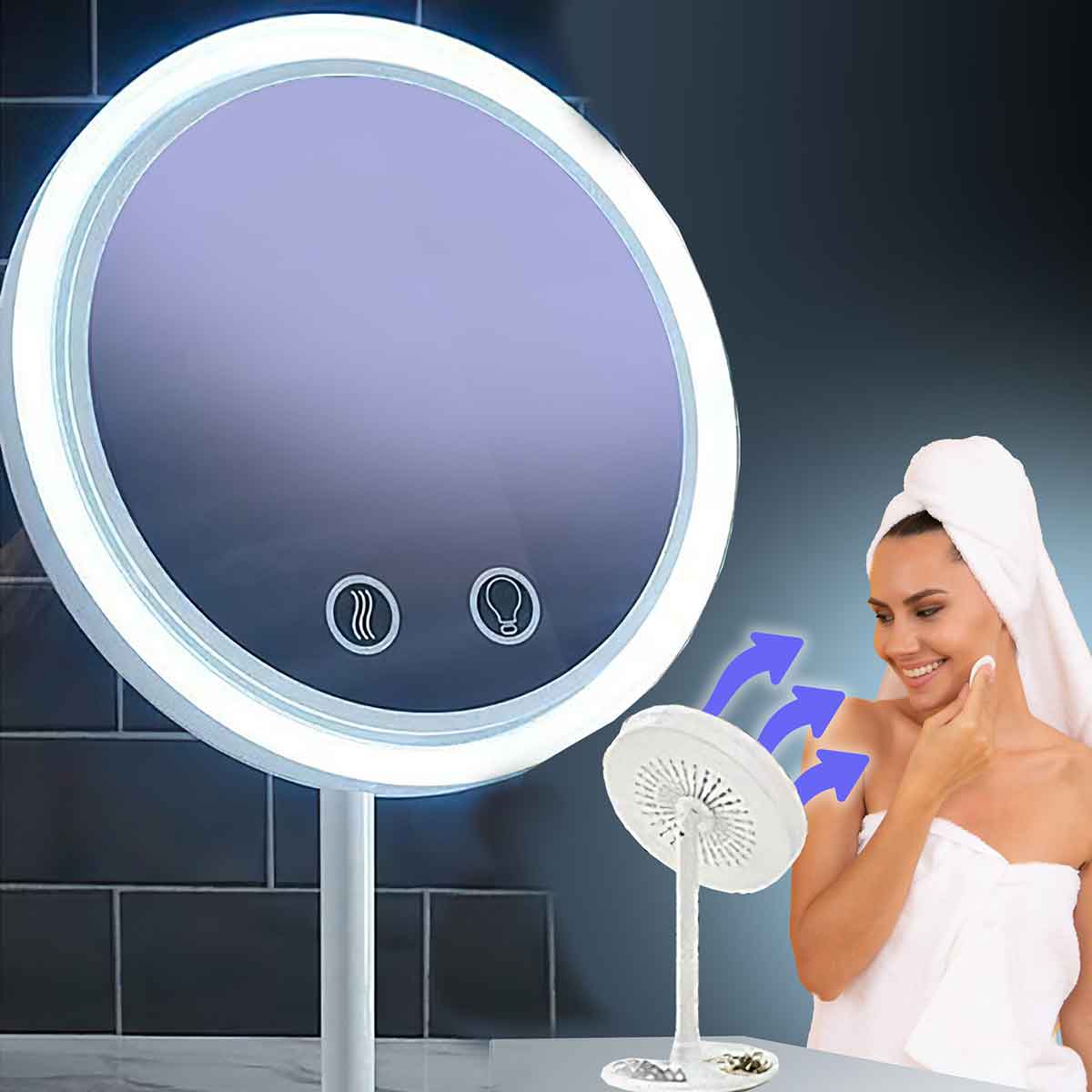 LED Vanity Mirror with Cooling Fan