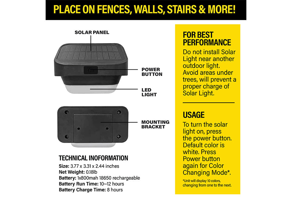 LED Solar Fence Lights (4-Pack)