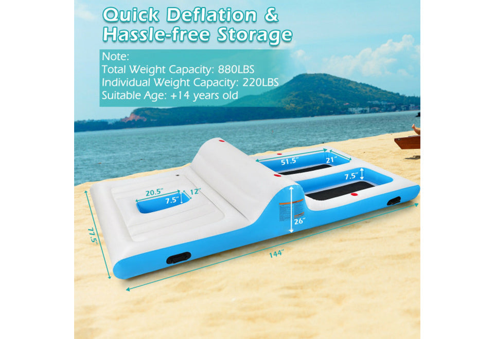 Floating 4 Person Inflatable Lounge Raft