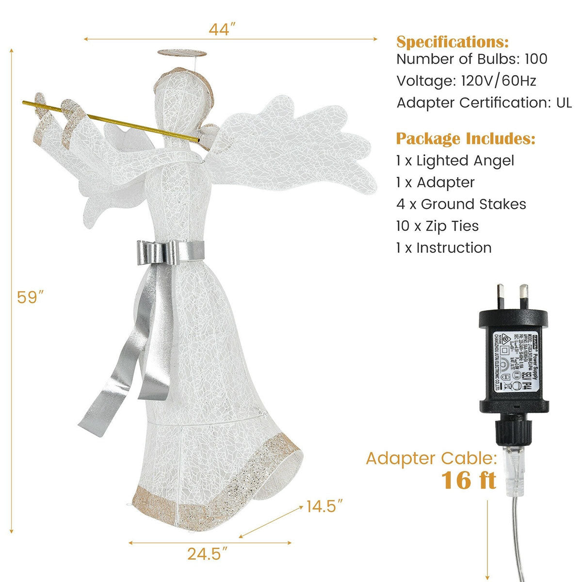 5-Ft. Prelit Lawn Angel
