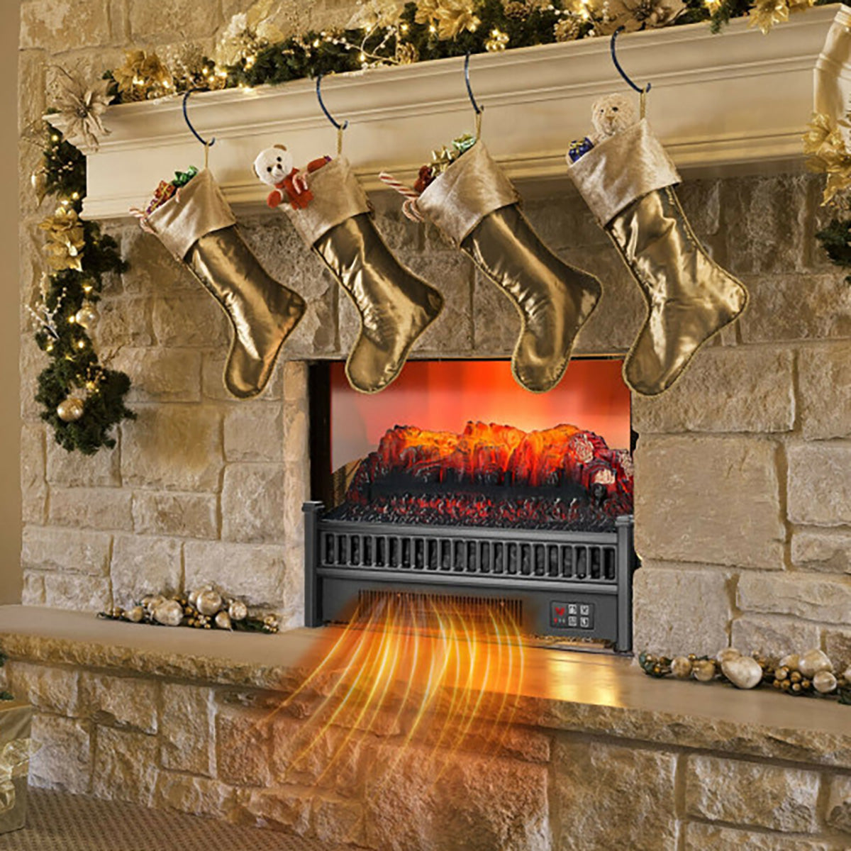 Electric Fireplace Log Set Heater