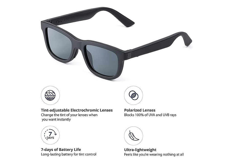 App-Enabled Tint Changing Smart Sunglasses with Audio