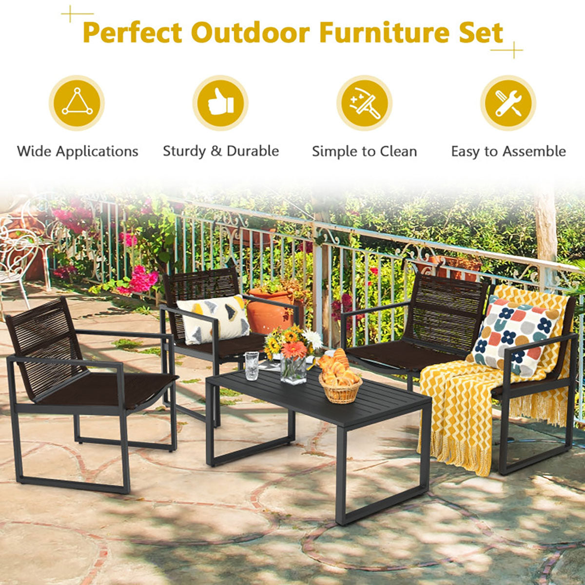 4-Piece Patio Set with Loveseat