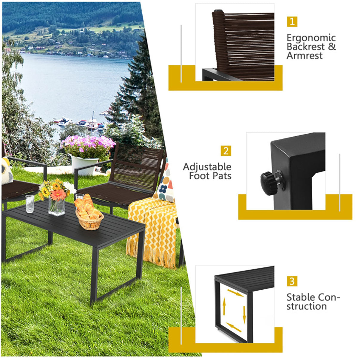 4-Piece Patio Set with Loveseat