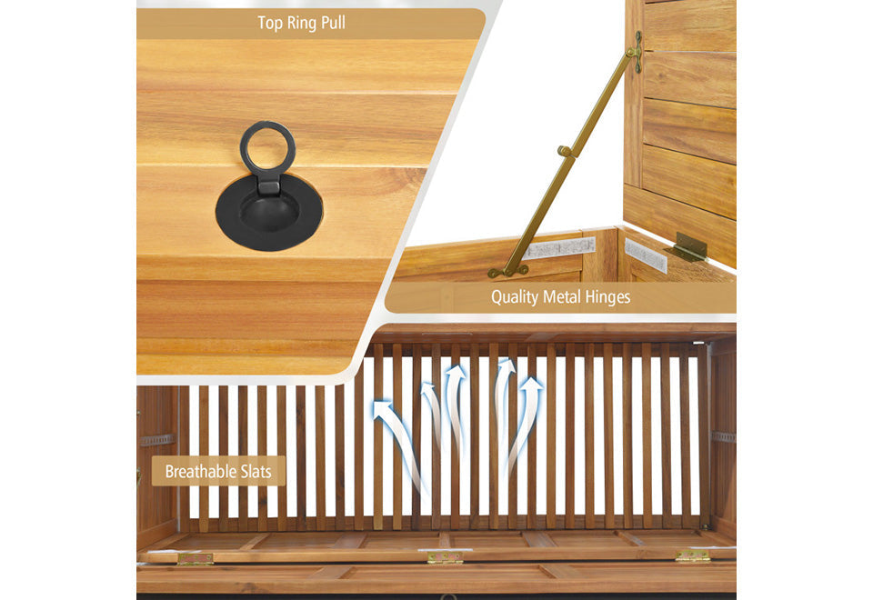 Rolling Patio Wooden Deck Box