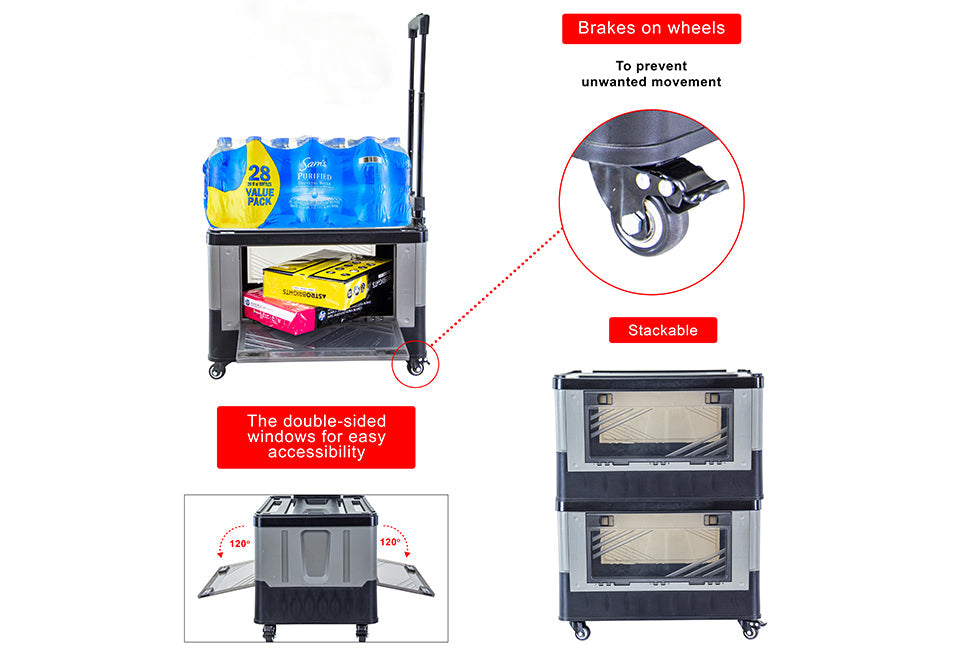 Quick Cart Extended Four Wheeled Rolling Crate