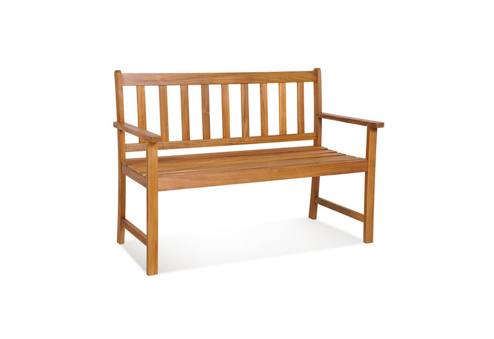 2-Person Outdoor Acacia Wood Bench with Backrest