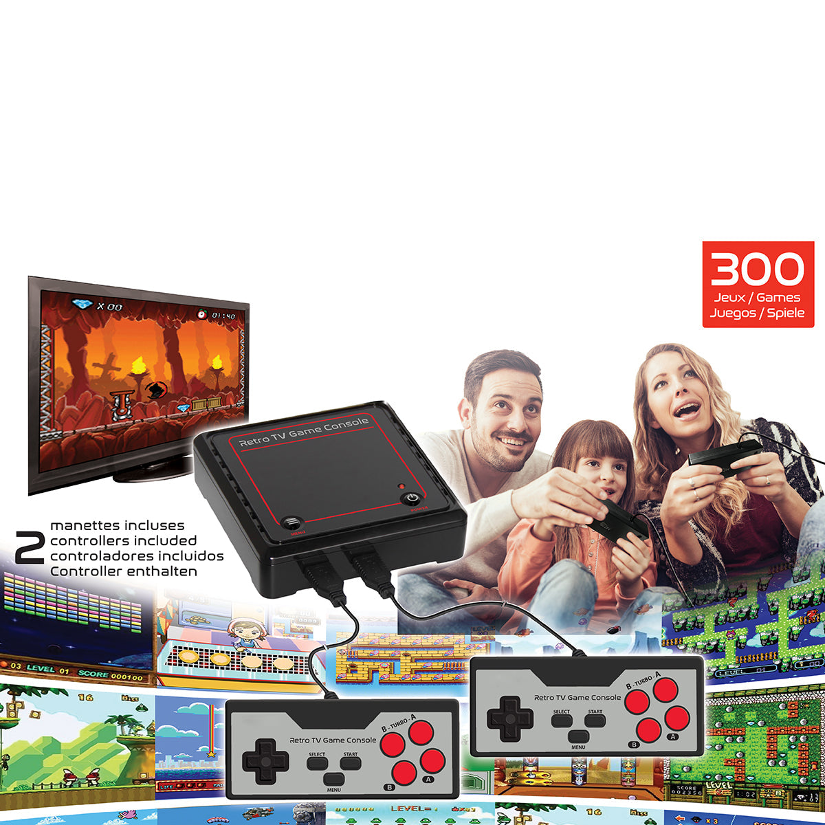 Retro TV Game Console with 300 Games